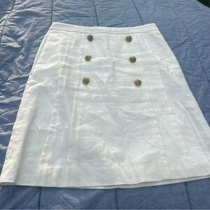 J. Crew White A-Line Skirt with Gold Buttons